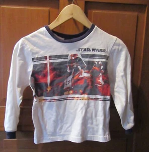 Lucasfilm Star Wars Darth Vader Child's White Cotton/Poly Lngslve T-shirt SZ 6 - Picture 1 of 3