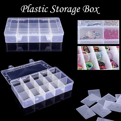 Plastic Storage Box 15 Removable Section Compartment Organiser Adjustable Boxes - Image 1 of 4