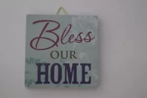 iTOP Bless our home MINI MESSAGE SIGN ORNAMENT Ganz - Picture 1 of 2