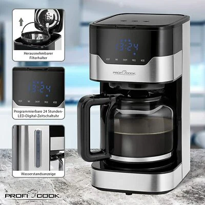 Profi Cook PCKA1169 Digital Kaffeemaschine 1,5L Glaskanne 900W LCD Timer AUTOOFF - Bild 1 von 4