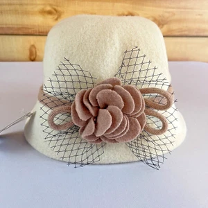 NEW Forbusite Hat WOOL Felt Party Dress Church Winter Flower VTG Retro 50s 20s - Picture 1 of 10