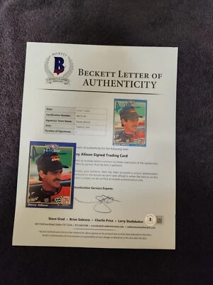 DAVEY ALLISON 1992 PRO SET AUTOGRAPHED BECKETT CERTIFIED FULL LOA.. SIGNED. AUTO - Image 1 of 4