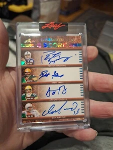 Leaf Superlative PEYTON MANNING BRETT FAVRE AARON RODGERS DAN MARINO 4 SCORE 7/7 - Picture 1 of 3