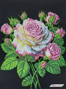Bead Embroidery Kit Roses DIY Beaded Stitching Bead Needlework bs 3435 - Picture 1 of 13