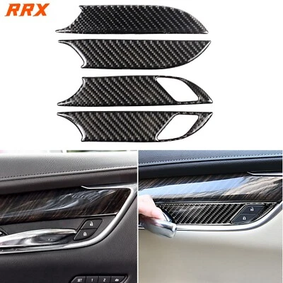 Cubierta de manija de puerta interior de fibra de carbono real 4 piezas para Cadillac XT5 XT6 2016-2025 Foto 1 de 4