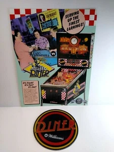 Diner Pinball Machine Flyer + Plastic Promo Coaster Vintage Original NOS 1990 - Picture 1 of 3