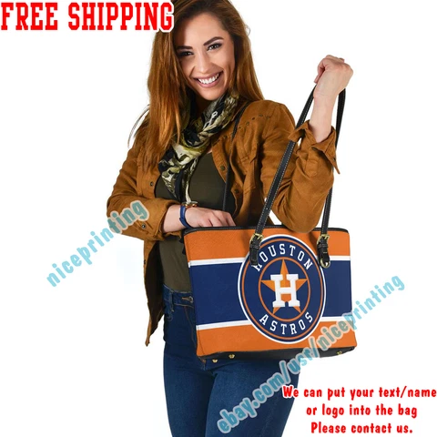 Houston Astros Leather Tote Shoulder Bag Women Girl Satchel Fans Gift MLB Cover
