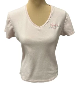 DISNEY WALT DISNEY WORLD PASTEL PINK V-NECK TEE SHORT SLEEVE SIZE LARGE SEE NOTE - Picture 1 of 10