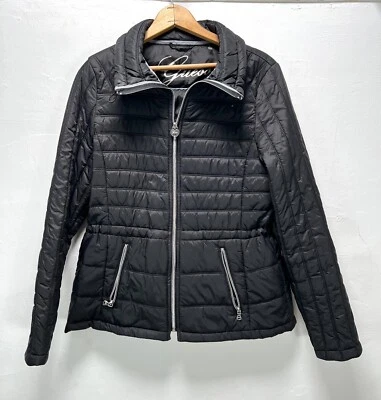 Guess Mujer’s Chaqueta Puffer Acolchada Negra Abrigo Empacable Ligero Corto Talla L Foto 1 de 4