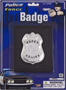 Polizei Abzeichen auf Geldbörse Holster silber schwarz FBI SHERIFF Kostüm Halloween NEU - Bild 1 von 1