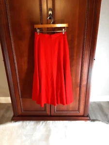 VTG CRAZY HORSE Wool Midi Skirt Made in Italy Women's Size 9/10 Satin Lined Red - Picture 1 of 9