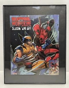 Deadpool Vs. Wolverine Slash 'Em Up Comic Wall Art Framed 8” X 10” - Picture 1 of 2