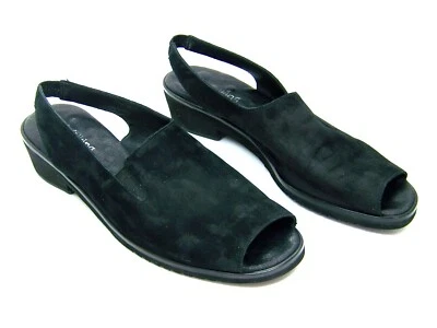 Sandalias de gamuza negras con cordones para mujer Walking Cradles 8 S tacón bajo punta abierta Foto 1 de 4