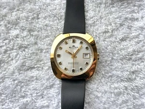 Vintage Eloga 17 Jewels Date Luminescent Winding Gold Plated Swiss Made Watch - Picture 1 of 9