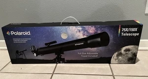 POLAROID (IT-160X) 75X/150X Refractor Telescope Full Size Adjustable Tripod New - Picture 1 of 5