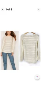 Lauren Ralph Lauren Size S Cream Slinky Cable Knit Sweater Bateau Neckline - Picture 1 of 7