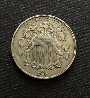 US COINS: 1868 “Shield” Nickel 5c ~ XF Condition - Image 1 of 4