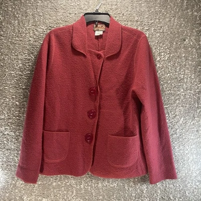 Cárdigan April Cornell Para Mujer S Rosa Rojo Lana Vintage Suéter Blazer Preppy Foto 1 de 4