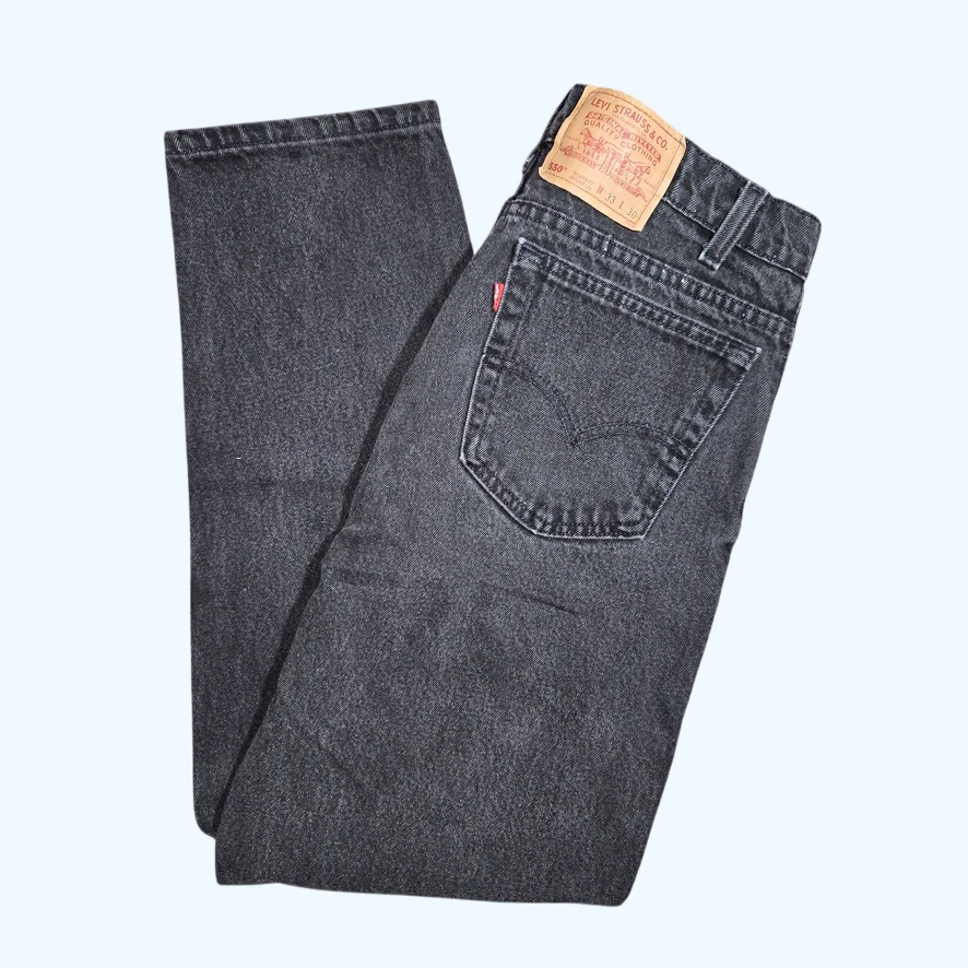 Levi's Red Tab 550 Black Denim Jeans Men’s 33x30 (Actual 31x29) 90’s USA Vintage - Image 1 of 4