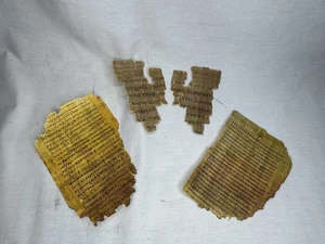3 Piece Biblical Papyrus Fragment Set, St John, Pauline Epistle, Revelations - Picture 1 of 11