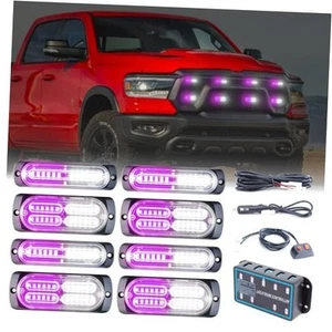 8pcs Sync Feature Emergency Strobe Grille Lights LED Ultra #07 Purple/White - Picture 1 of 7