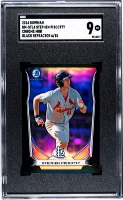 2014 Bowman Stephen Piscotty #BM-STL4 铬迷你黑色折射器 6/15 SGC 9 — 第 1/2 张图片