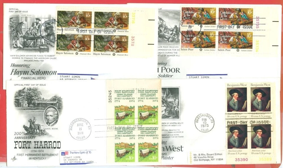 USA 4 diff Plate Block of 4 on 4 Cachet FDC Cover Lot#a7333 - Image 1 of 1