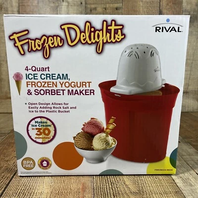 Helado Frozen Delights 4 cuartos de galón, yogur congelado y sorbete para hacer, caja abierta Foto 1 de 4