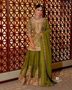 SALWAR KAMEEZ PAKISTANI INDIAN WEDDING PARTY WEAR DRESS BOLLYWOOD SUIT SHARARA05 - Picture 1 of 10