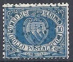 1877-90 SAN MARINO USATO STEMMA 10 CENT - RR10210 - Picture 1 of 1
