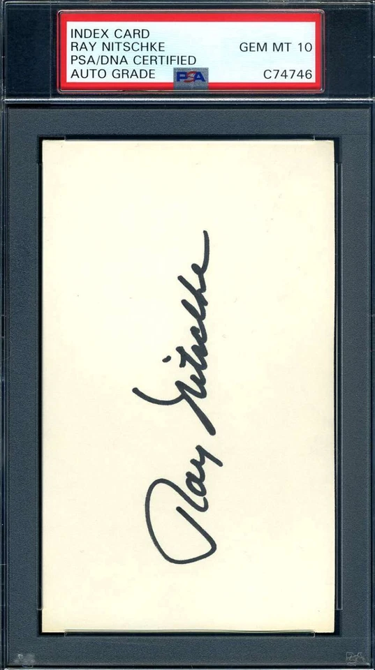Ray Nitschke Gem Mint 10 PSA DNA Coa Signed 3x5 Index Card Autograph - Image 1 of 1