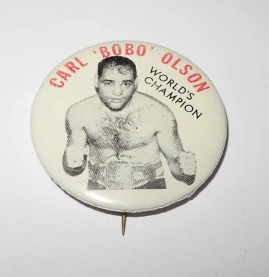 1950's Boxing Carl "Bobo" Olsen Worlds Middleweight Champion Souvenir Pin Button - Image 1 of 2