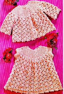 Vintage "COPY" Baby-Child Dress and Jacket Crochet Pattern DK - Picture 1 of 4
