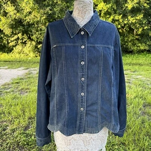 Chaqueta vaquera vintage Revolt de mezclilla dobladillo festoneado talla 3X bordada camisa - Imagen 1 de 12