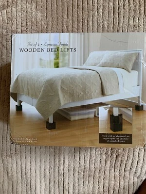 Комплект из 4 деревянных подъемников для кровати Bed Bath and Beyond отделка эспрессо 4,4 x 4,4 x 3,8  - Изображение 1 из 3