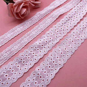 2 yards Schmale Spitze borte Baumwolle Spitzeborte Band Bordüre Madeira Weiß DIY - Bild 1 von 5