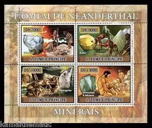 Neandartal Prehistoric People, Minerals, Tools, Sao Tome & Principe 2007 MNH SS  - Picture 1 of 1