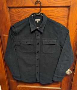 LL Bean Signature Chamois Clothe Flannel Shirt Men L Slim 1933 Archive Black - Picture 1 of 11