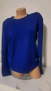 Womens Under Armour Royal Blue Workout Gym Shirt Long Sleeve Medium NWT - Picture 1 of 8