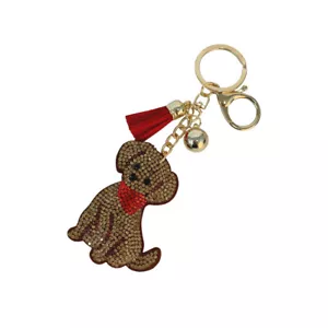 Schlüsselanhänger Bling Crystal Hund Quaste - Bild 1 von 4