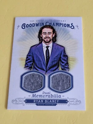 RYAN BLANEY - 2018 UPPER DECK GOODWIN CHAMPIONS - DUAL MEMORABILIA CARD - Image 1 of 2