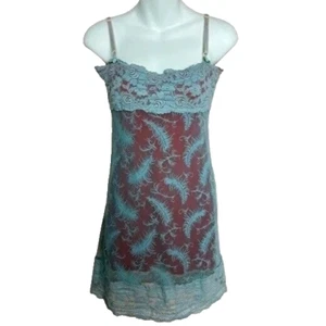 Tripp NYC Vintage 90s Mini Dress Blue Red Lace y2k - Picture 1 of 13