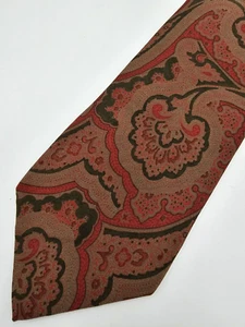 Corbata de Colección Resilio Paisley Seda Para Hombre Formal Tradicional Marrón Rojo - Imagen 1 de 6