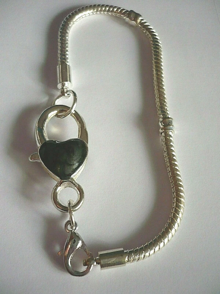 Bead Armband 18 + 20 cm silber schwarz HERZ Emaille Schmuck Adventskalender NEU - Bild 1 von 2