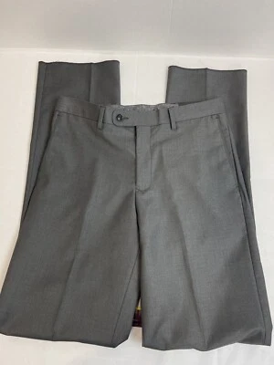 NUEVO CON ETIQUETAS NUEVO Pantalones de vestir Angelo Rossi gris frente plano para hombre talla 30 A8 Foto 1 de 4