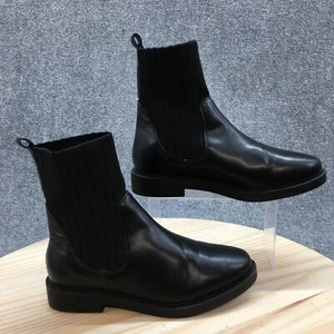 ASOS Design Boots Womens UK 7W Casual Chelsea Ankle Bootie Black Faux Leather - Picture 1 of 19