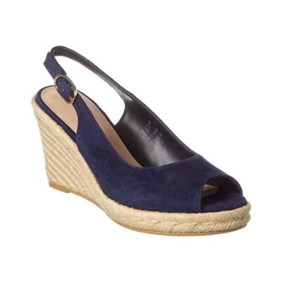 NUEVO EN CAJA Stuart Weitzman Jean Alpargata Tacones de Cuña con Cordones en Bonito Azul Gamuza 9 Foto 1 de 4