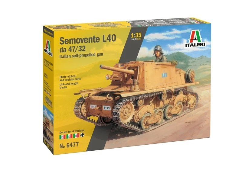 Italeri 6477 1/35 Scale Model Kit WWII Semovente L40 Da 47/32 Self-propelled Gun - Image 1 of 1