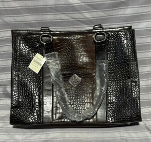 Women’s Coldwater Creek Purse Tote Brown Large Size Mock Crock New - Picture 1 of 5