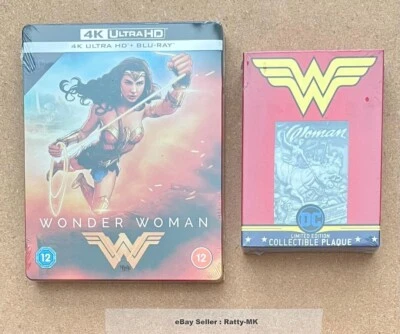 WONDER WOMAN - (UK) 4K + BLU RAY STEELBOOK + COLLECTIBLE PLAQUE - NEW & SEALED - Image 1 of 4